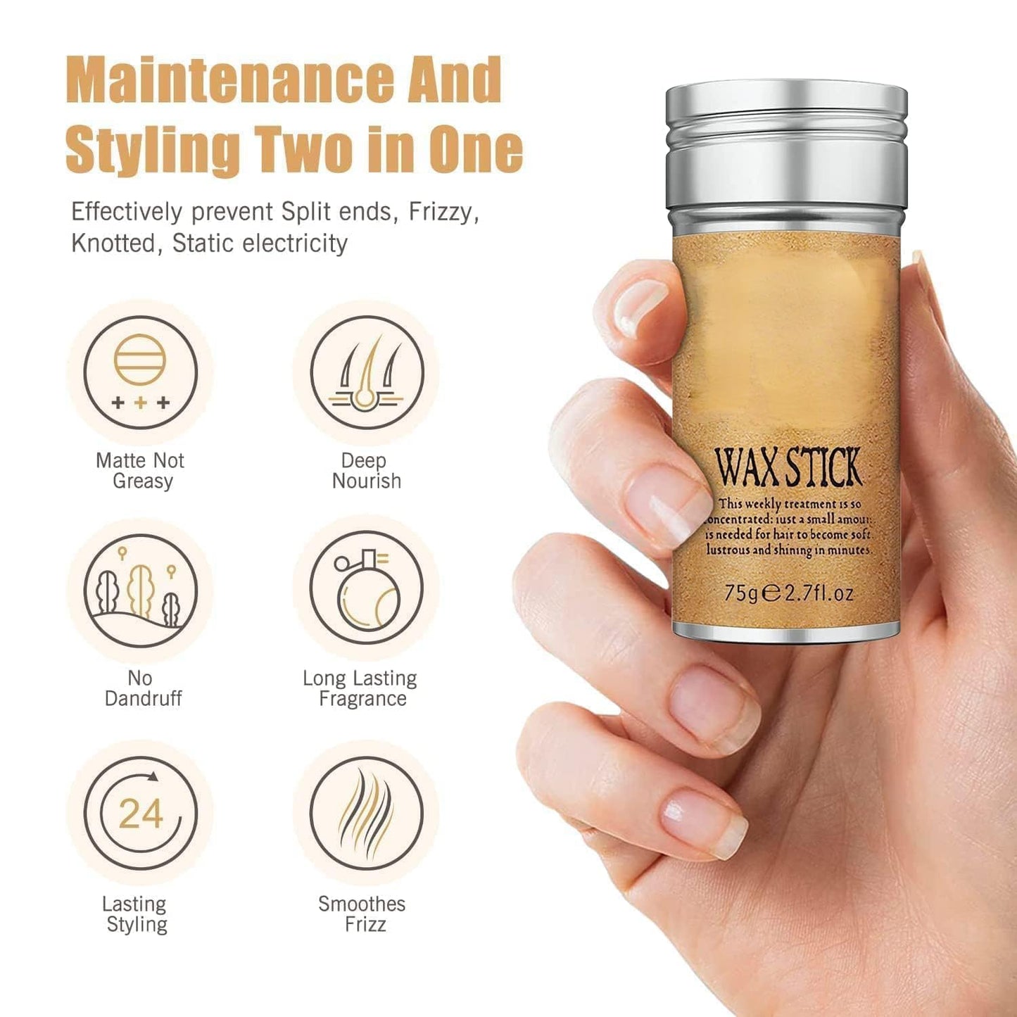 Hair Wax Stick for Women – Smooths Flyaways, Tames Frizz & Baby Hair  [Fragrance of Avocado]