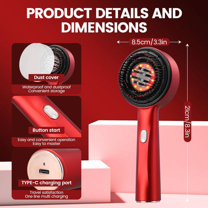 Portable 3 IN 1 Red Light Therapy Electric Scalp Massager